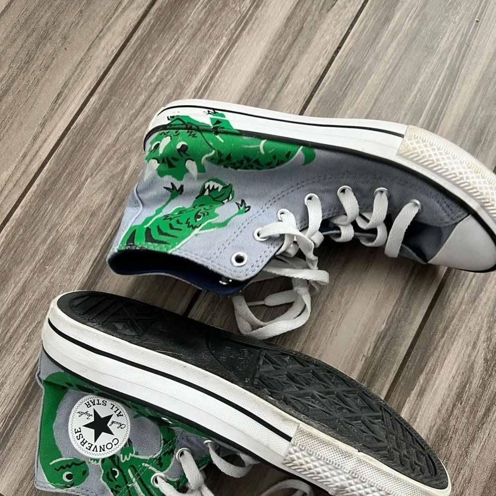 Converse All-Star Kids High-Top Sneakers with dinosaur print - light blue/Green
